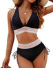 SunlitElegance™ | Two-Piece High Waisted Tummy Control Color Block Bikini Sets