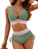 SunlitElegance™ | Two-Piece High Waisted Tummy Control Color Block Bikini Sets